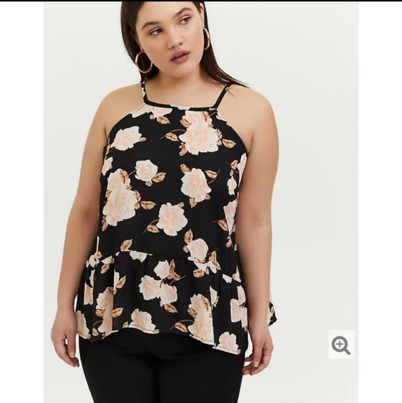 Torrid Size 4 Floral Peplum Shirt - Picture 1 of 9